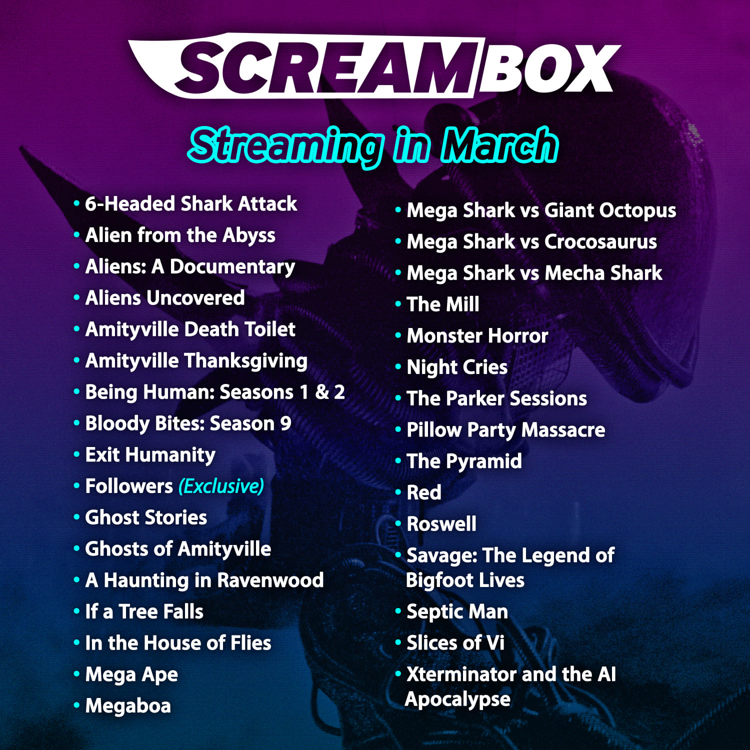 SCREAMBOX March 2024 Streaming Line-up