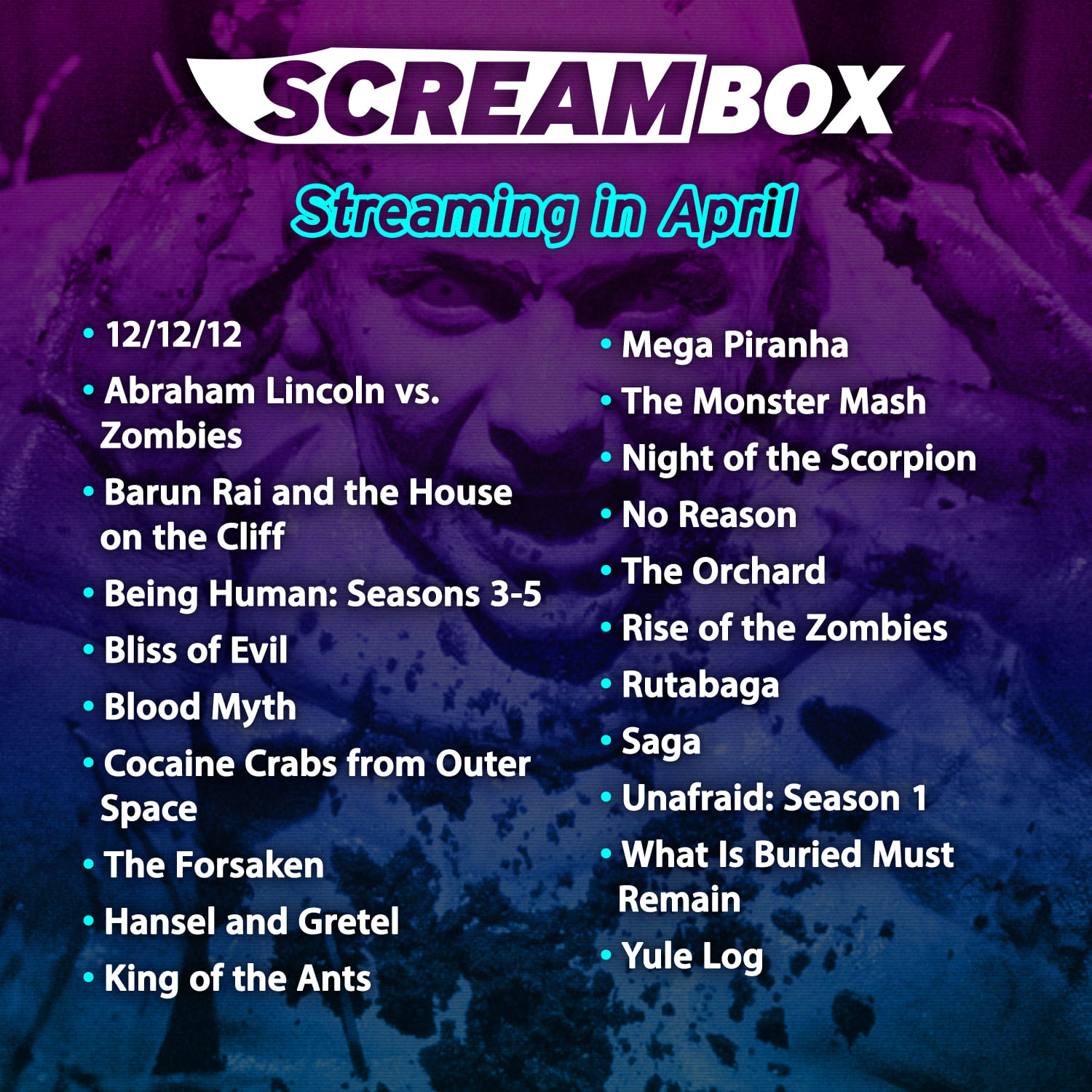 SCREAMBOX April 2024 Streaming Line-up