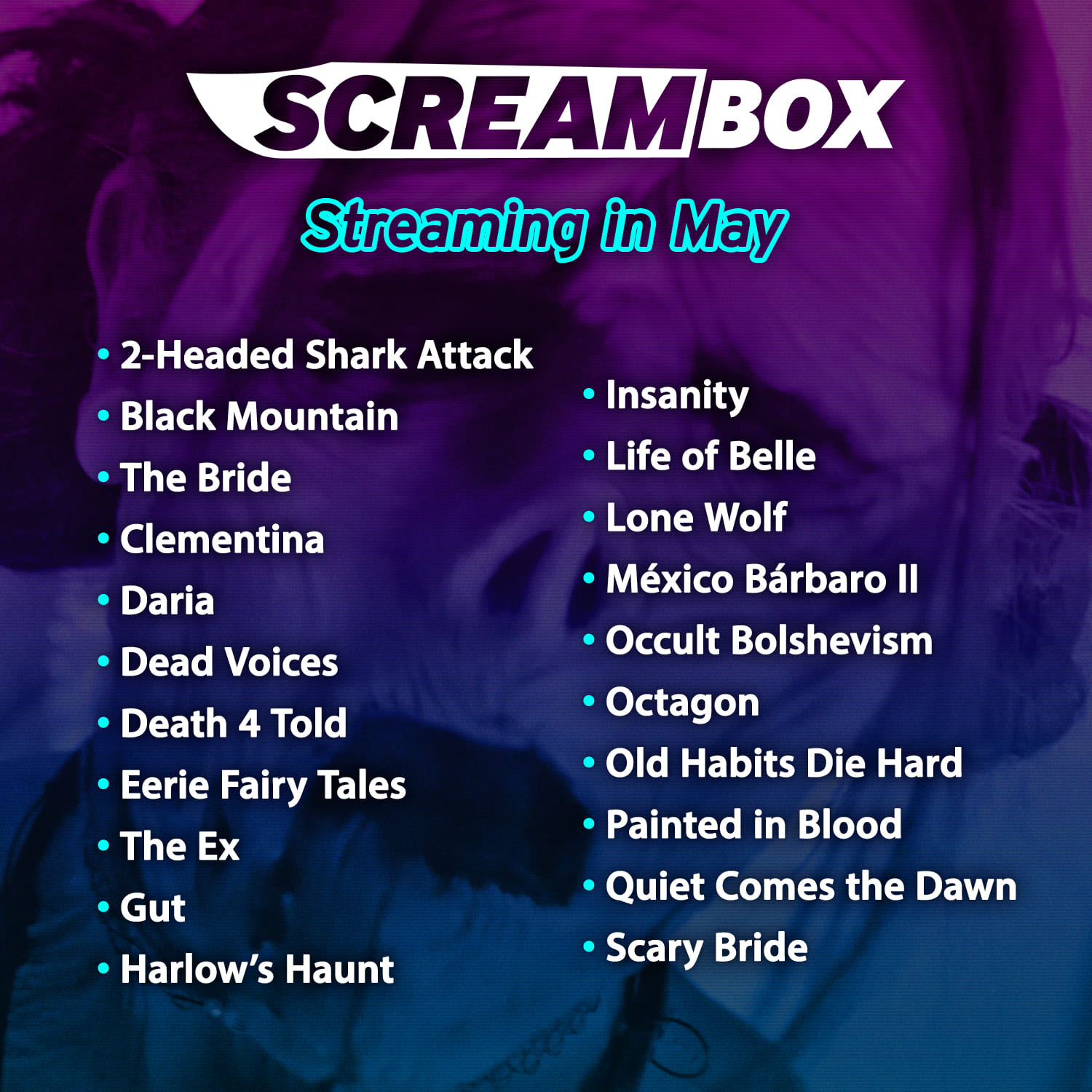 SCREAMBOX May 2024 Streaming Line-up